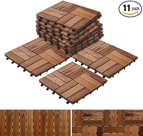 Amazon Com Acacia Wood Deck Tiles Composite Decking Flooring