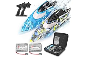 BEZGAR RC Boat, 2 Packs 12 inch Fast Speed RC Boat 30 KPH with A Portable Suitcase for Lakes & Pools & Salt Water, Summer Toys for Adults and Ideal Gifts for Kids Boys Age 6 7 8-12 Years Old - TX2P1
