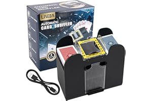 Lineba Automatic Card Shuffler 6 Deck Heavy Duty Electric Card Shuffler, USB/Battery-Operated Casino Playing Card Shuffler for Card Games
