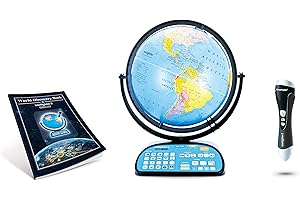 Replogle Globe For Children Interactive 12 Inch Talking World Globe With Stand,Learning Educational Toy4Kids For Classroom Kids Ages 4-8 & Decor