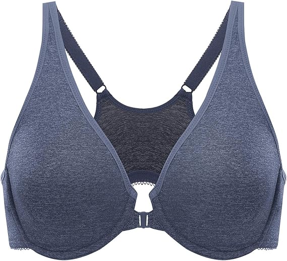 DELIMIRA Women's Front Closure Racerback Underwire Unlined Seamless Bra
