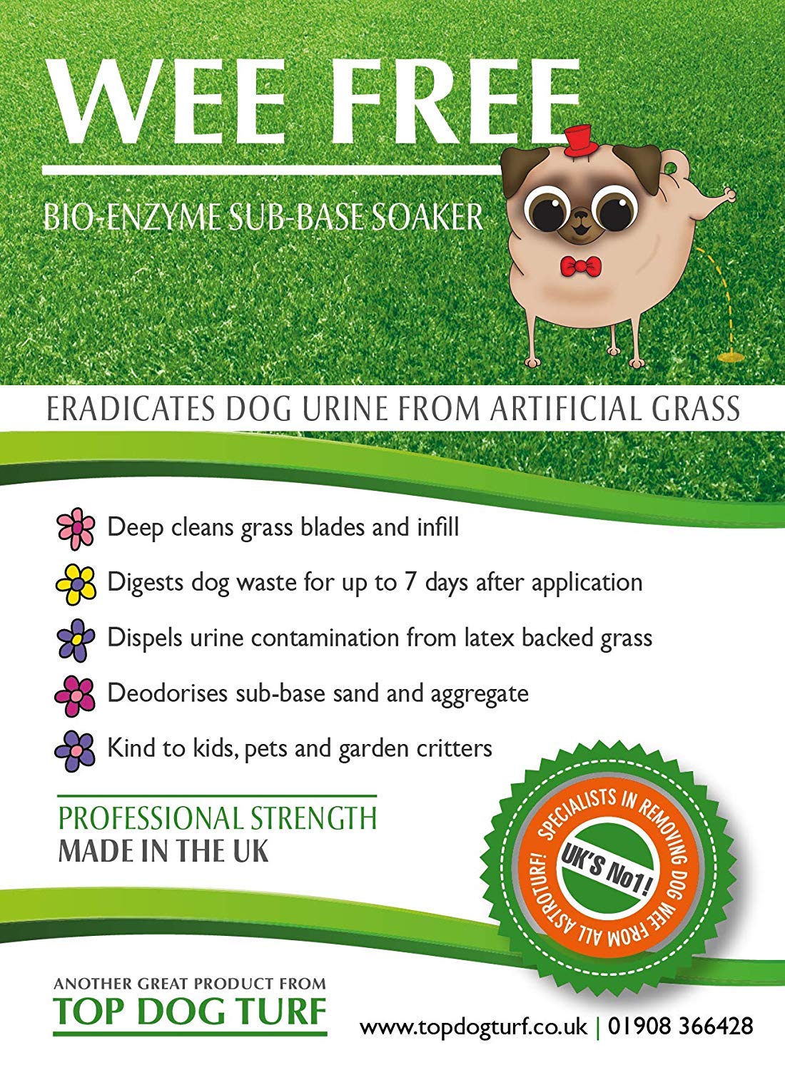 WEE FREE 5 Ltr Artificial Grass Cleaner and Pet Odour Eliminator for Dog Urine Disinfectant