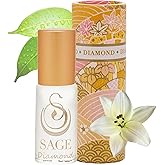 The Sage Lifestyle Diamond Roll On, Oil, Lily, Sandalwood, White Amber Oil, White Musk, Perfume for Women, Long Lasting Clean Skin Fragrance, Artisan Parfum, 1/8 oz Travel Size, Mini Perfume for Women