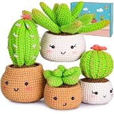 Crochet Kit for Beginners - Crochet Starter Kit with Step-by-Step Video Tutorials, Learn to Crochet Kits for Adults, DIY Knitting Supplies, 4 Pack Plants(40%+ Yarn)