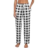 KevaMolly Womens Plaid Pajama Pants Soft PJ Pants Drawstring Stretch Sleepwear Checkered Pajama Bottoms with Pockets