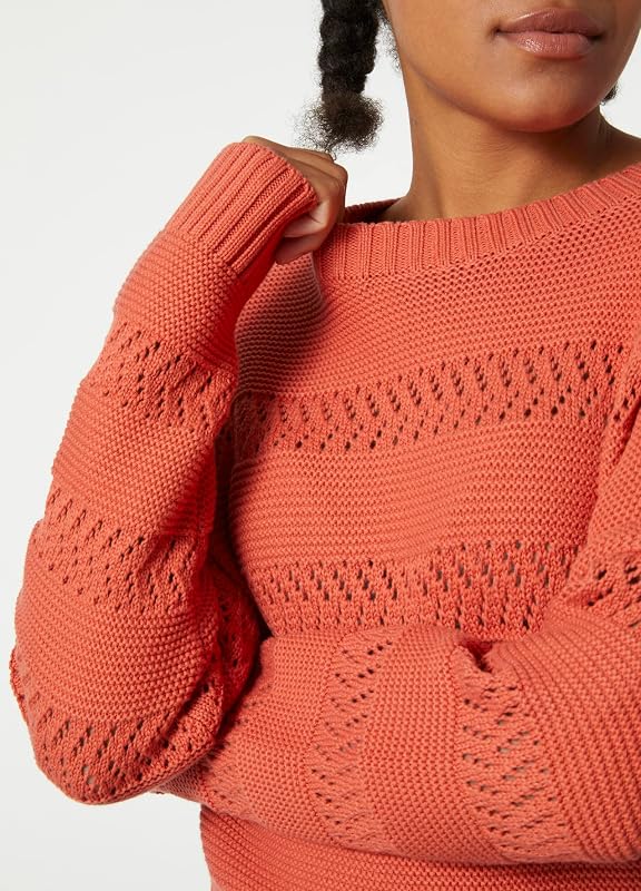 W Pier Maglia Pointelle Maglione, Terracotta, L Donna