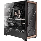 Antec Flux Pro Full-Tower E-ATX PC Case, 6 PWM Fans Included, Black | 6 PWM Fans, Walnut Wood Front Panel, High-Airflow, 90&deg; Rotated PSU Mount, 420mm Radiator Support, CPU &amp; GPU Temp Display