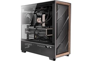 Antec Flux Pro, 6 x PWM Fans Included, High-Airflow Front Panel with Walnut Wood, iShift PSU 90° Mount, USB3.0 x 2, Type-C, 4