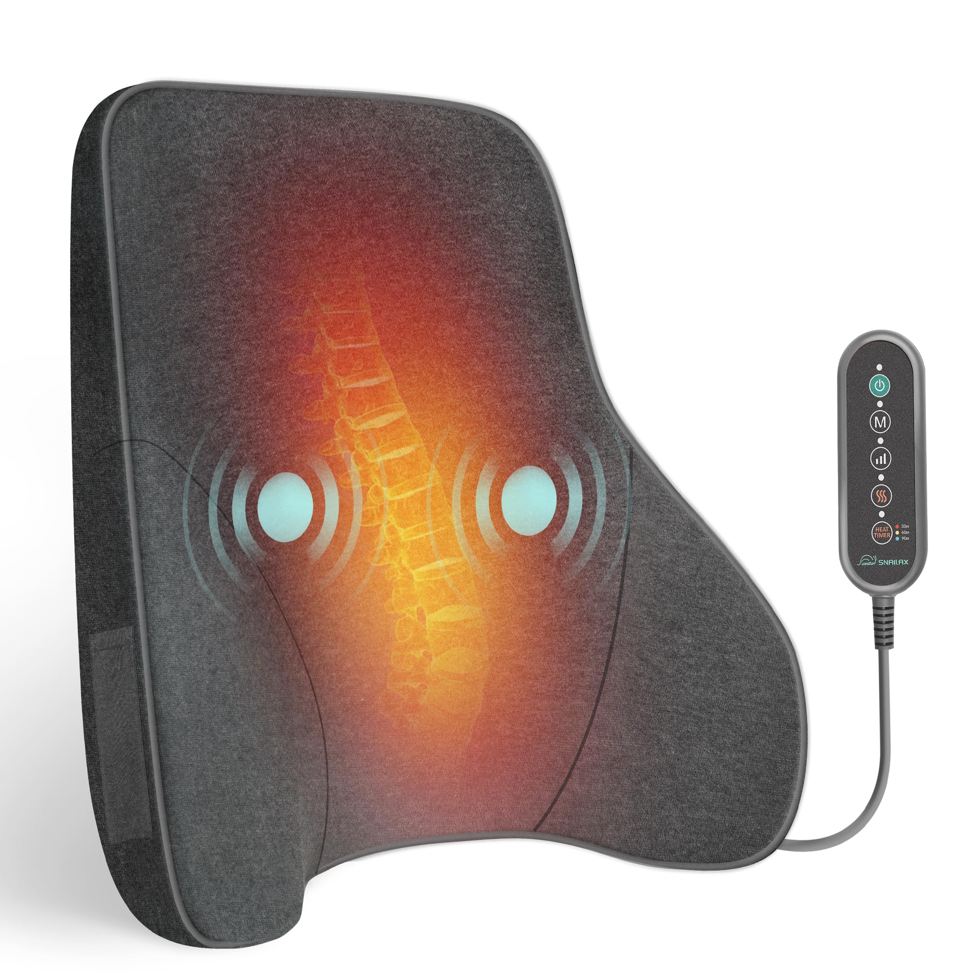 Photo 1 of Snailax Heated Lumbar Support Pillow for Office Chair, Back Support Pillow for Car, Adjustable Heat and Vibration, Ergonomic Back Cushion, Improve Posture & Pain, Lower Back Massager,Gifts