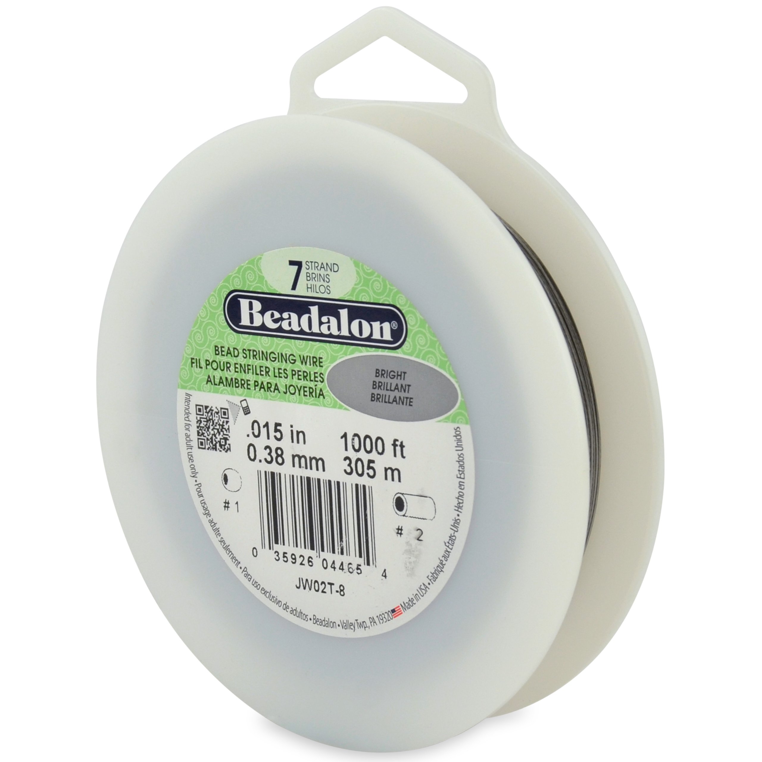Beadalon 305 m Reel 0.38 mm Diameter 7 Strand Wire, Bright