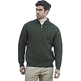 Aran Crafts Men's Wool Half Zip Sweater