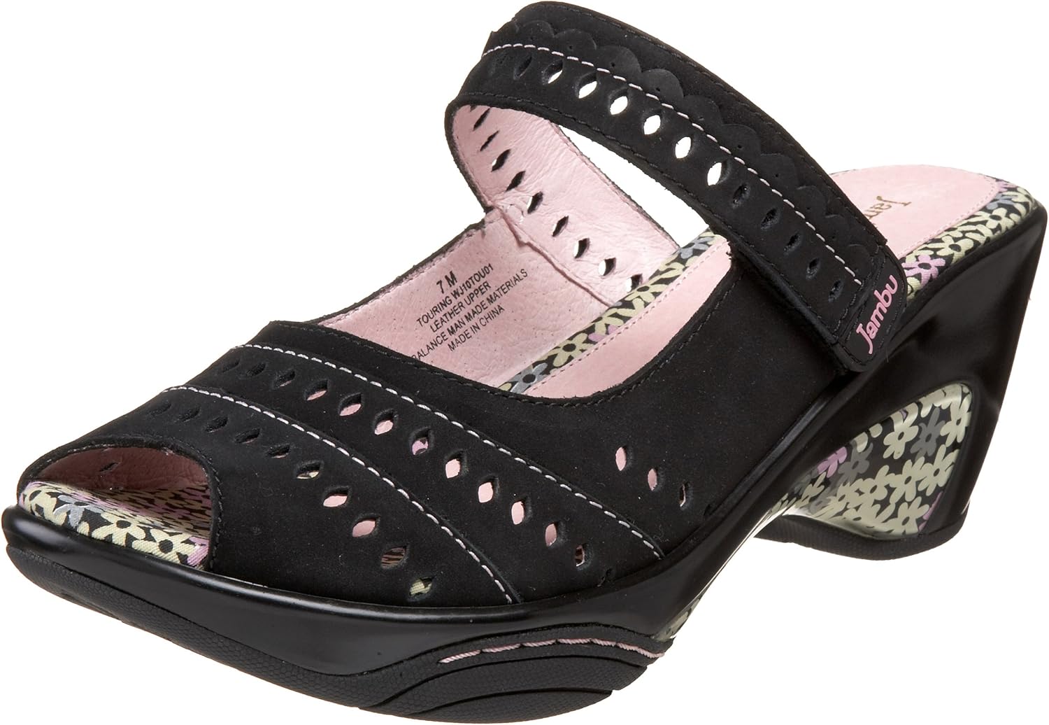 Amazon.com | Jambu Women's Touring Peep-Toe Sandal, Black, 8 M US | Heeled Sandals