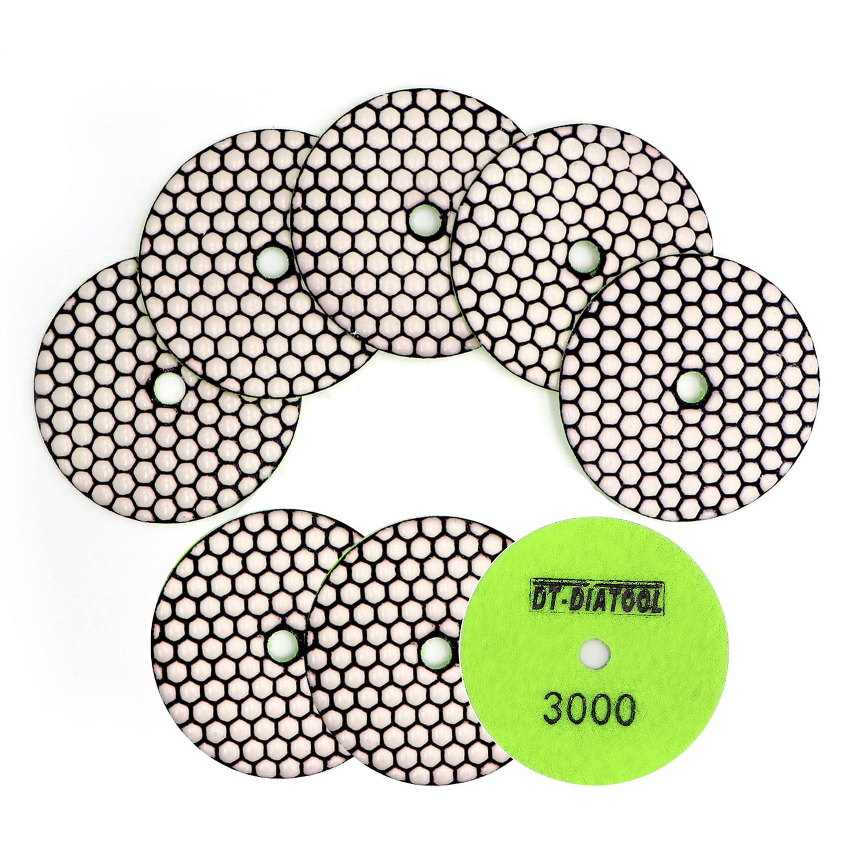 DT-DIATOOL Dry Diamond Polishing Pads 4 Inch/100mm 8PC #3000 for Granite Marble Ceramic