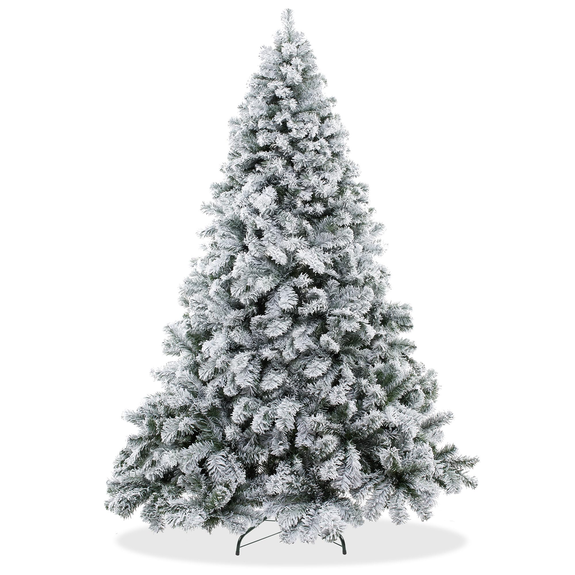 Photo 1 of 9FT Realistic Snow-Flocked Pine Unlit Artificial Holiday Christmas Tree with Sturdy Metal Stand