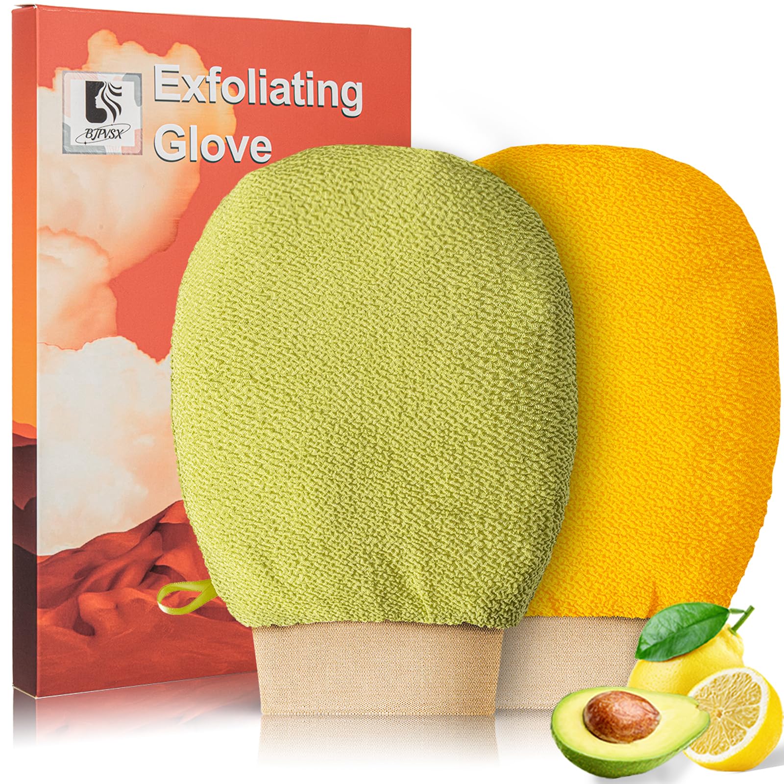 Photo 1 of *** 4 pack ****Exfoliating Glove Body Scrubber, Exfoliating Body Scrubber Exfoliating Mitt for Normal to Dry Skin, Body Exfoliator for Self-Tan Removal and Applicationin, Body Scrubber exfoliator?Yellow&Green?