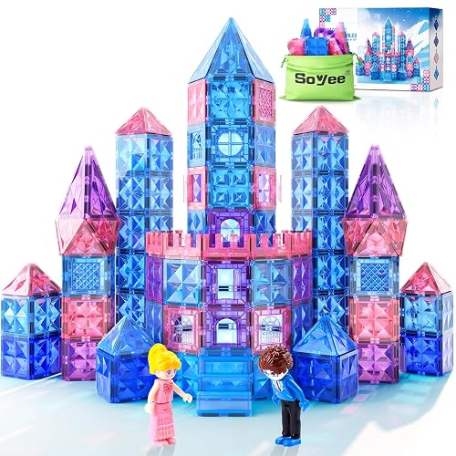 Diamond Magnetic Tiles Toddler Toys Magnetic Building Blocks for Kids 3-8 Year Old Girls & Boys 3 4 5 6 Year Old STEM Educational Sensory Learning Games Chritmas Birthday Toys