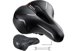 DEEDLITE Ascent Bike Saddle,Comfortable Bike Seat for Men Women, Ascent Bicycle seat with Red Warning Stripes, City Bike Seat, Mountain Bike Seat with Suspension System