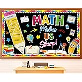 Math Bulletin Board Decorations Set Colorful Mathematics Classroom Decorations Math Makes Us Sharp Paper Cutouts Educational Bulletin Board Set for Back to School Classroom Window Wall Door Decor