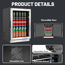 ChillFoce 20 Inch Built in Beverage Fridge with