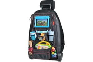 Lusso Gear Heavy Duty Back Seat Car Organizer Extra Large for Powerful Protection, Sag Proof & Reinforced Corners, Protects iPad & Backseat, 12 Versatile Car Seat Organizer Storage Compartments, (Red)