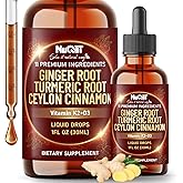 11in1 Liquid Ginger Extract with Vitamin D3, Vitamin K2, Turmeric, Ceylon Cinnamon, Berberine Extract, Garlic, Black Pepper - Drops Extract - 1 FL Oz - 2 Month Supply