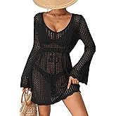 Bsubseach Crochet Swimsuit Coverup for Women Summer Bathing Suit Beach Cover Ups Mesh Knit Dress Vacation Outfits