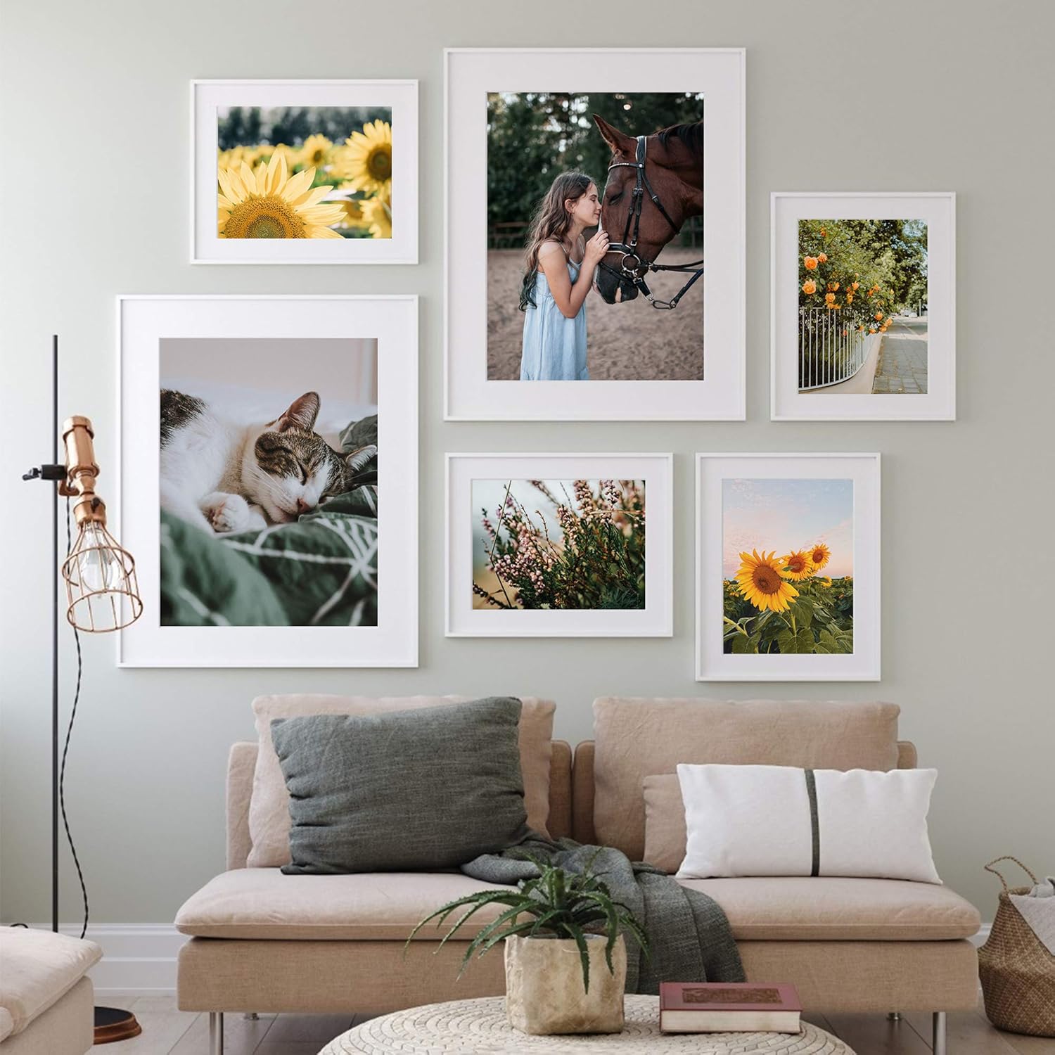 upsimples 5x7 Picture Frame Set of 10, Display Pictures 4x6 with Mat or 5x7 Without Mat, Multi Photo Frames Collage for Wall or Tabletop Display, White -