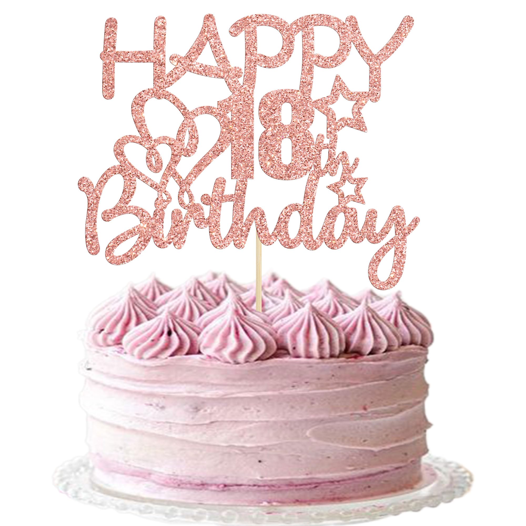 Gyufise 3 Pack Happy 18th Birthday Cake Toppers Rose Gold Glitter Hello 18 Cheers to 18 Years 18 & Fabulous Cake Pick Eighteen 18th Birthday Anniversary Party Decorations Supplies