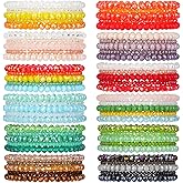Junkin 60 Pcs Crystal Beaded Bracelets Bulk for Women Bohemian Multi Layer Stacking Statement Stretchy Strand Crystal Bead Bracelets Versatile Slip on Shiny