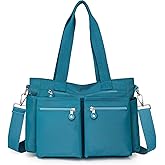 Crossbody Tote Bag with Zipper Shoulder Messenger Aesthetic School Bag Work Large Multi Pocket Tote Bag for Women Handbag