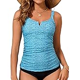 Dipinon Tankini Tops for Women Swimwear Top Only Tummy Control Bathing Suit Top No Bottom (Available in Plus)