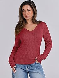 ANRABESS Womens Long Sleeve Cable Knit Sweater 2025