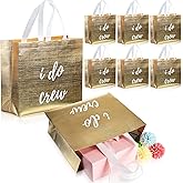 CHENGU 8 Pieces Bridesmaid Gift Bags I Do Crew Bachelorette Bags Bridesmaid Gifts for Wedding Day Bachelorette Party Bridal Party Favor Team Bride Bridal Shower(Gold)