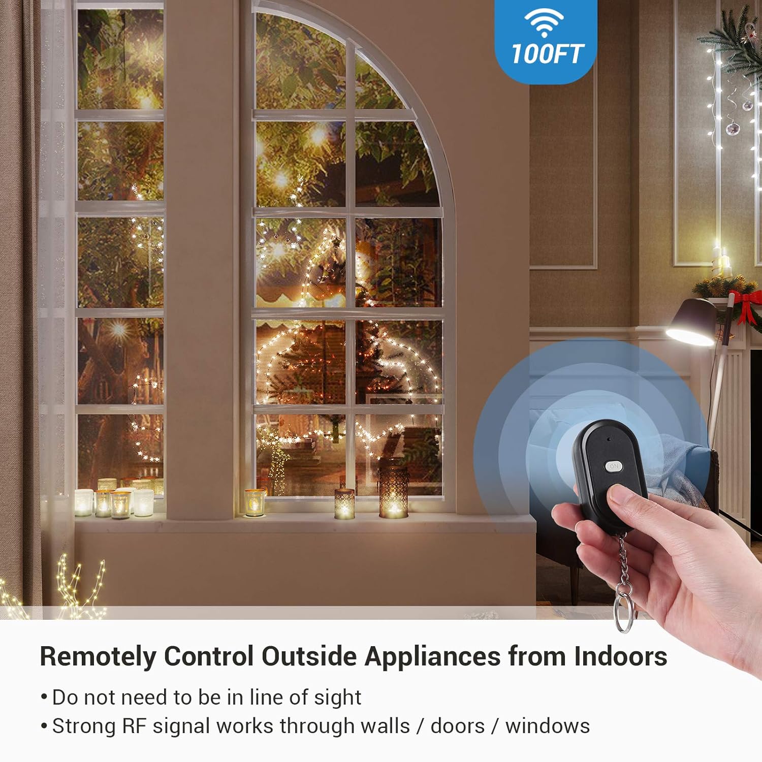 DEWENWILS Outdoor Remote Control Outlet with 2 FT Long Extension Cord, 15 AMP Heavy Duty Weatherproof Wireless Remote Controlled Light Switch, 100 Feet Range, UL Listed: Industrial & Scientific