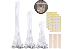 Candle Making Kit,Candle Wicks 90 Pcs (4in, 6in, 8in) with 10 Candle Wick Holders & 90 Glue Stickers - Premium Candle Wicks f