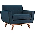 Modway Engage Mid-Century Modern Upholstered Fabric Accent Arm Lounge Chair in Azure, Armchair