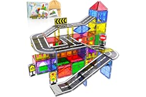 GOODTILES Magnetic Tiles - Road Set, Magnetic Building Blocks, Preschool Montessori Toys Gift for 3+ Year Old Boys and Girls, Sensory Christmas Toys for Kids Aged 3-5 and 4-8, Ideas for Toddler with Autism