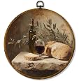 Hiuwevt Vintage Bread Kitchen Round Wall Art Decor, Farmhouse Moody Wine Framed Canvas Prints, Rustic Cottagecore Round Wall
