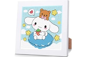 Sretoul Cartoon Diamond Art Kits for Kids with Frame - Kid Diamond Art Painting Kit Cartoon, Cute Gem Arts for Kids Ages 4 6 8 12, Easy DIY Crystal Gem Kits for Children Girls Boys Gifts (7x7 inch)