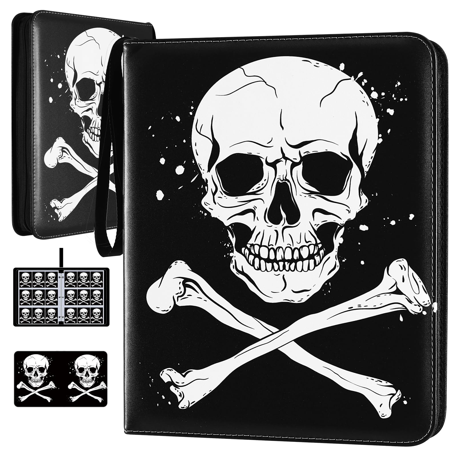 Photo 1 of 1080 Pockets Card Binder 9 Pocket, Trading Card Binder with 60 Page Removable Sleeves, Zipper Card Book Album Holder[PROTECTIVE][PLEASANT TOUCH SURFACE] ??Skull?