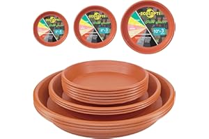 ECOESPTI 12Pcs Colourful Plant Saucer, 6 8 10 Inch Durable Plastic Plant Tray, Round Plant Pot Saucers, Drip Tray for Indoor and Outdoor Garden, Brick Red