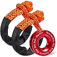 Gedlex Soft Shackle & Recovery Ring Set 2pcs 1/2"x22" Synthetic Winch Rope 56,000lbs Breaking Strength, 1pcs Snatch Ring for ATV UTV SUV Truck Offroad Vehicle Orange