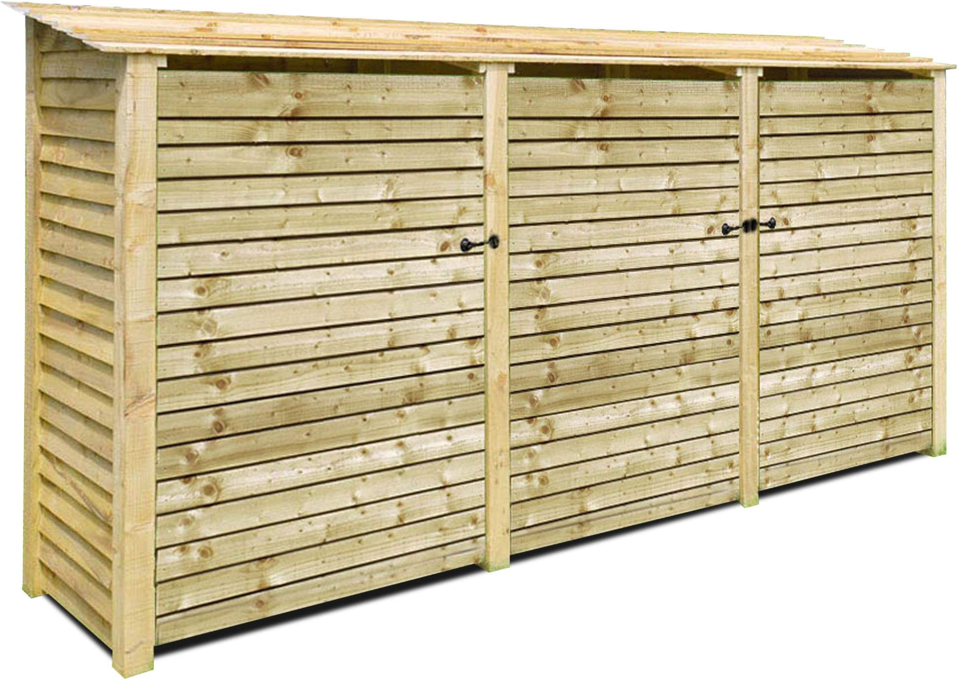 Rutland County Garden Furniture Empingham 6ft Tall Log Store/Garden Storage Heavy Duty Pressure Treated Timber With Forward Sloping Roof (Solid Log Store With Doors, Light Green)