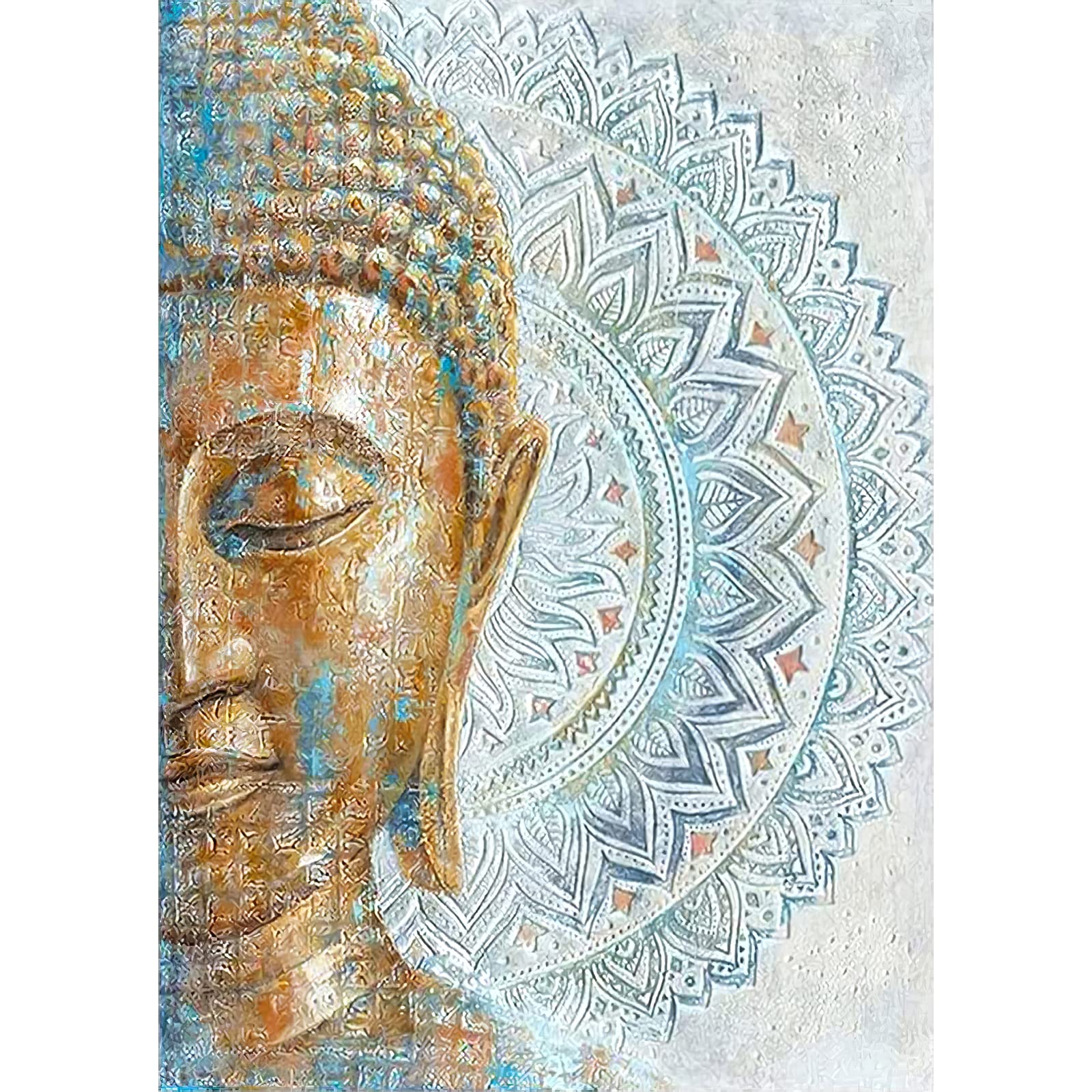 QENSPE 5D Diamond Painting Kits, Buddha Diamond Art Kits for Adults, Full Drill Statue Diamond Painting Kits for Beginner Buddha Statue Crystal Picture Art for Home Wall Decor 30x40cm