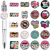 20pcs Mama Silicone Focal Beads, Mom Focal Beads for Beaded Pens Mama Focals Mother's Day Bead for Keychain Making Jewelry Mother Gift Decoration Crafts Bracelet Necklace