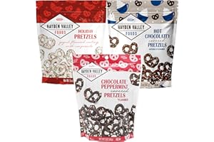 Hayden Valley Foods Flavored Covered Pretzel Variety Pack | 5 oz Bags (Pack of 3) | Chocolate Peppermint, Holiday Yogurt and Hot Chocolatey | Gourmet Snacks