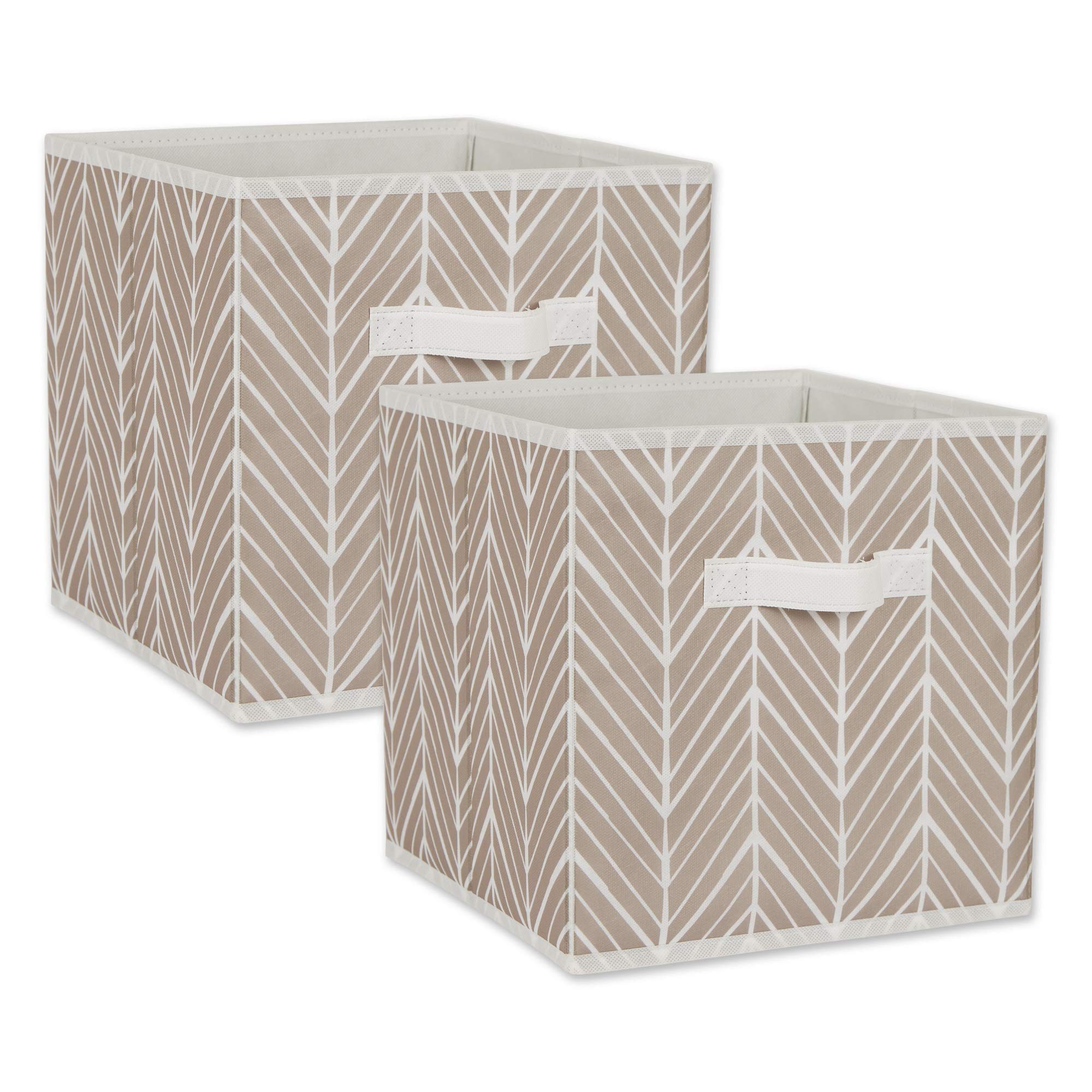 DII Polyester Herringbone Bin, Stone, Small Set, 11x11x11 Cube — image 1