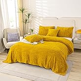 YUSOKI Twin XL Blanket Single Layer,Weight(3.1lb),370GMS-3D Stylish Design for Gift Home Decor (Mustard Yellow,65"x90")