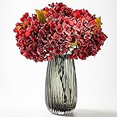 TOPIA Silk Fall Artificial Silk Dried Hydrangea Flowers Artificial Fall Flowers Bouquet Dried Flowers Autumn Decorations for Office and Home (6 PCS) (Mulberry)