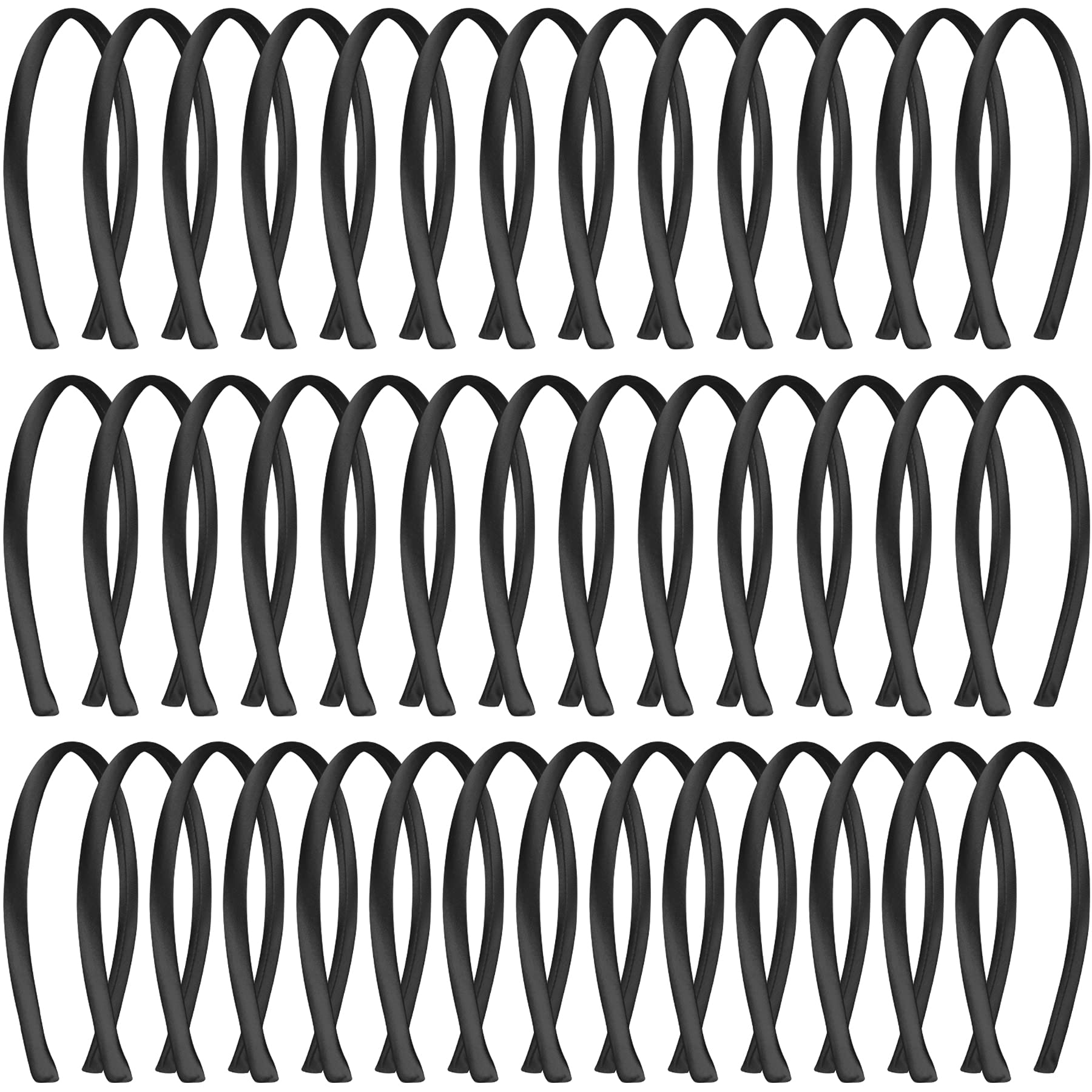 Duufin Satin Headbands Plain Headband DIY Craft Headband Satin Covered Headbands for Girls and Women, Black, One Size